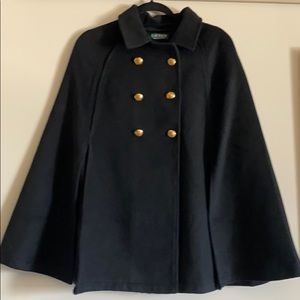 Ralph Lauren black poncho gold buttons